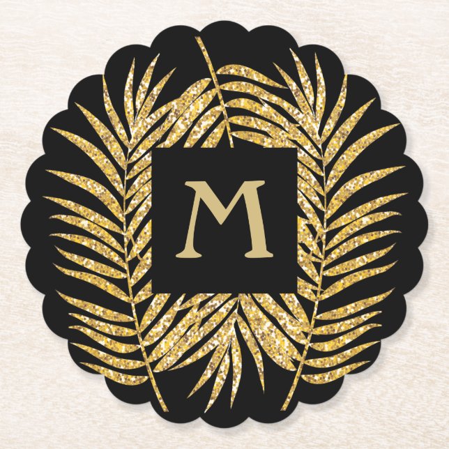 Guld Glitter Handflatan Underlägg Papper (Framsida)