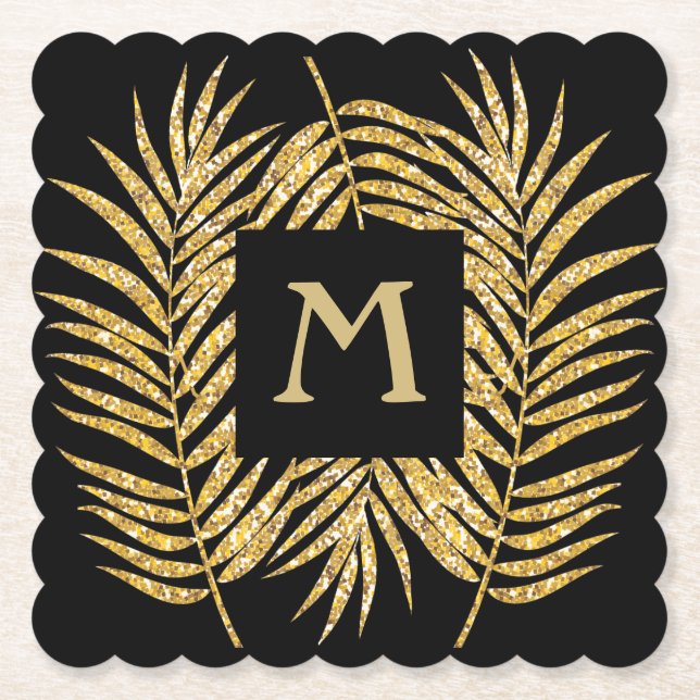 Guld Glitter Handflatan Underlägg Papper (Framsida)