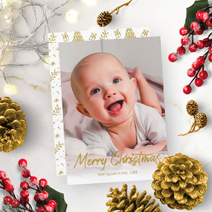 Guld Glitter Handskriftlig Foto God jul Inbjudningar