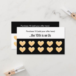 Guld Glitter Heart 10 Salon Slår kundlojalitet Lojalitetskort