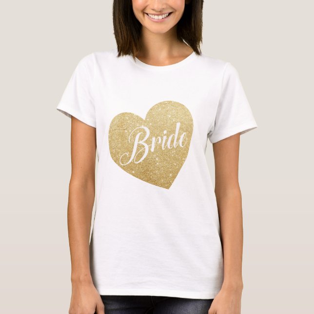 Guld Glitter Heart Bride FAB Top Classy Snyggt Tee Shirt (Framsida)
