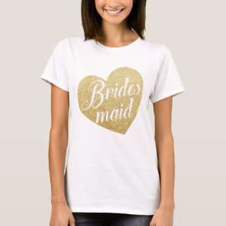 Guld Glitter Heart Bridesmaid FAB Top Finare Tee