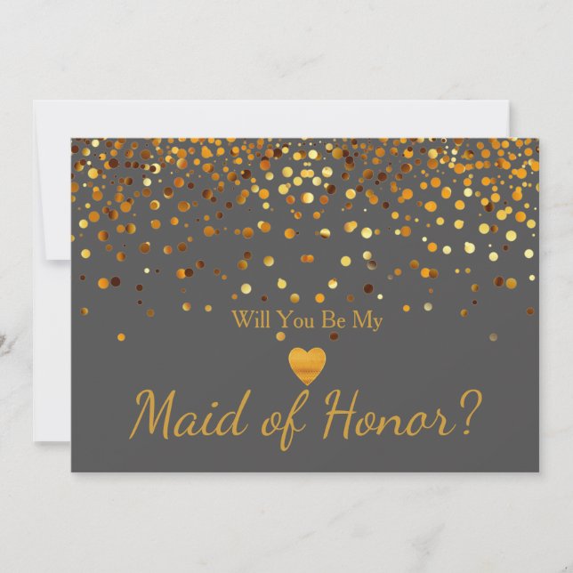 Guld Glitter Heart Faux maid of honor Inbjudningar (Framsida)