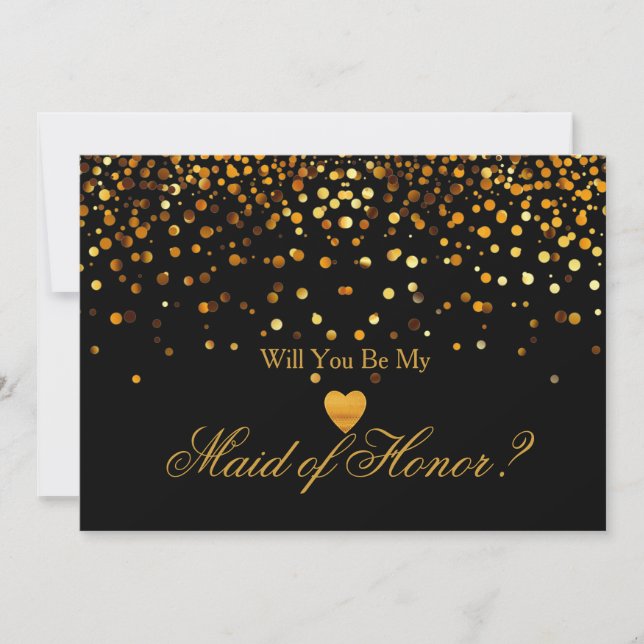 Guld Glitter Heart Faux maid of honor Inbjudningar (Framsida)