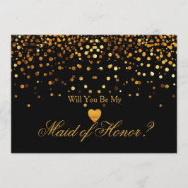 Guld Glitter Heart Faux maid of honor Inbjudningar