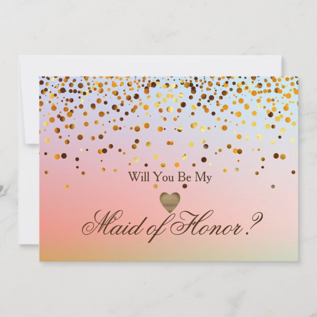 Guld Glitter Heart Faux maid of honor Inbjudningar (Framsida)
