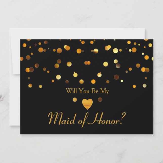 Guld Glitter Heart Faux maid of honor Inbjudningar (Framsida)