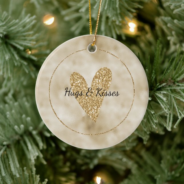 Guld Glitter Heart Julgransprydnad Keramik (Träd)