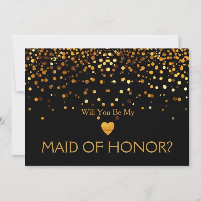 Guld Glitter Heart Kommer du att vara min MAID OF  Inbjudningar (Framsida)