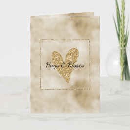 Guld Glitter Heart Kort