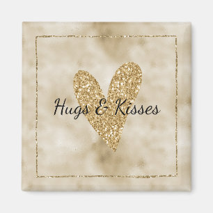 Guld Glitter Heart Magnet