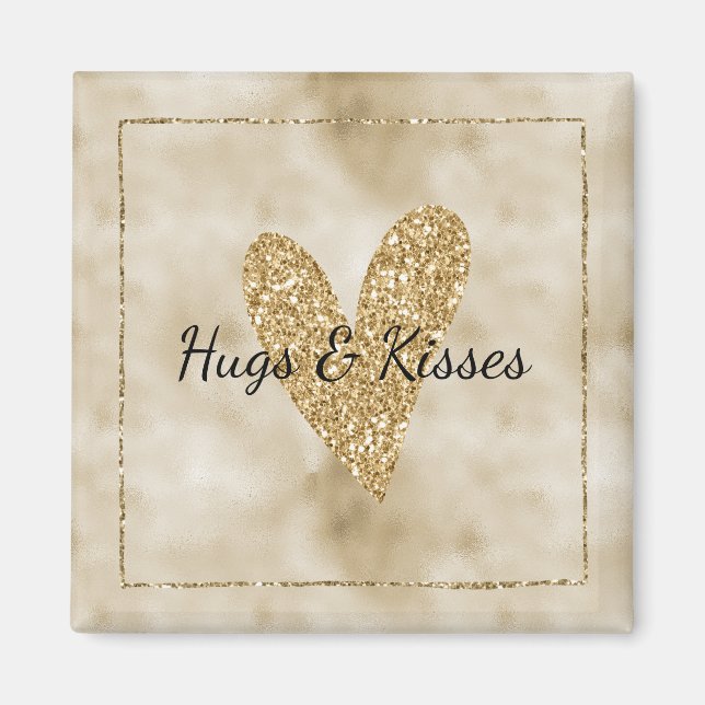 Guld Glitter Heart Magnet (Framsidan)