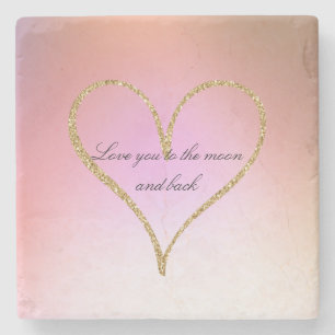 Guld Glitter Heart Rosa Ombre Kärlek Stenunderlägg