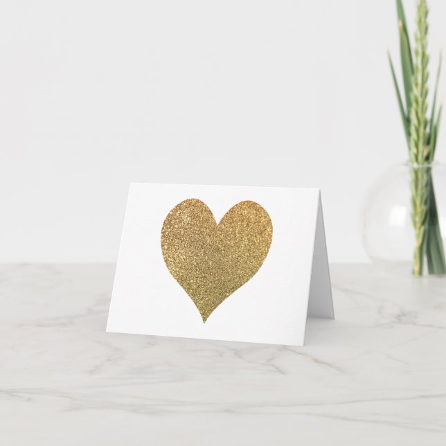 Guld Glitter Heart Tack Kort (Framsida)