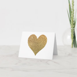 Guld Glitter Heart Tack Kort