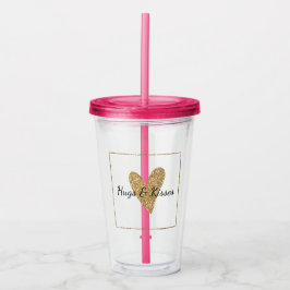 Guld Glitter Heart Take Away Mugg