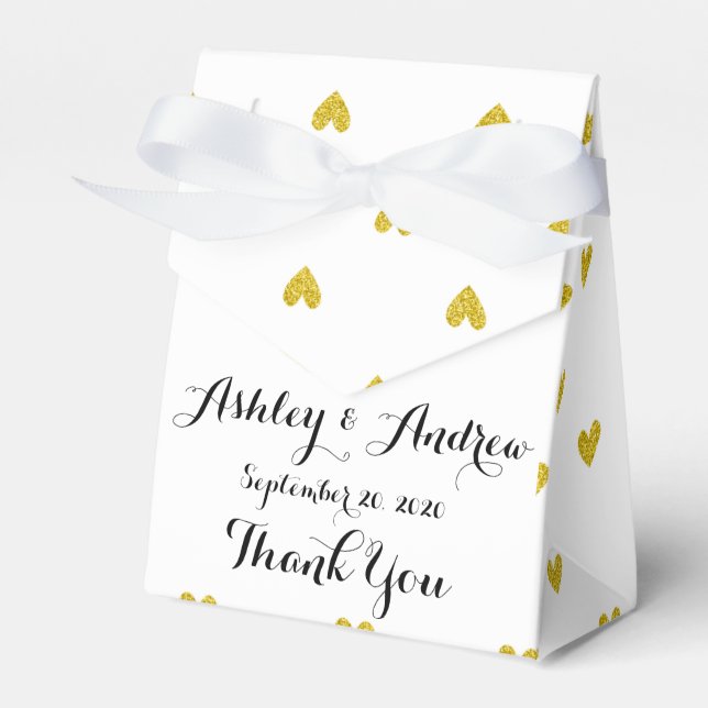 Guld Glitter Hearts Mönster Presentaskar (Framsidan Sidan)