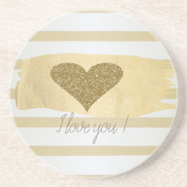 Guld Glitter Hearts Rand-I Kärlek Du Mo Underlägg