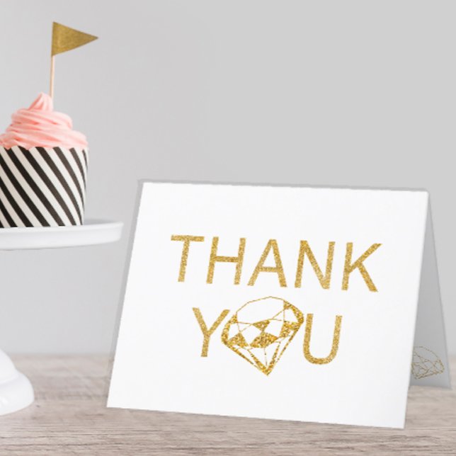 Guld Glitter, helgdag tack för att du fick ett fli (glam glitter gold gem thank you card)