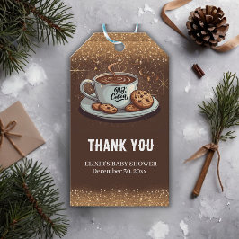 Guld Glitter Hett Chocolate Winter Baby Shower Presentetikett