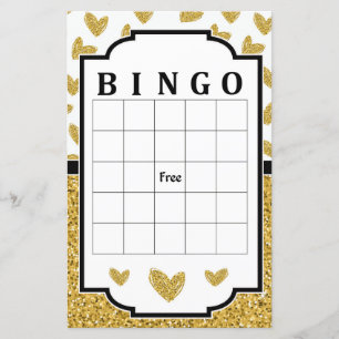 Guld glitter hjärta bingo spel