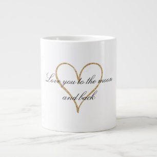 Guld Glitter Hjärtat Kärlek Jumbo Mugg
