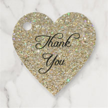 Guld Glitter Hjärtformad Tacksamhetsetikett