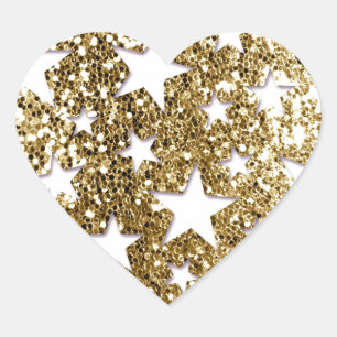 Guld Glitter Hjärtformat Klistermärke