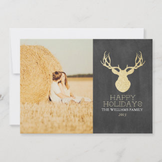 Guld Glitter Hjort-julkort Julkort
