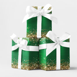 Guld Glitter Holiday Grön Ombre Folie Presentpapper