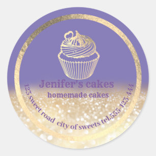 Guld-glitter Homemade-kakor och behandlar förpackn Runt Klistermärke
