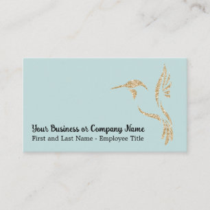 Guld Glitter Hummingbird på Light Teal Visitkort