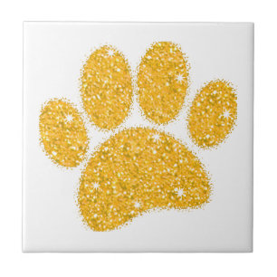Guld Glitter Hund Pawprint Kakelplatta