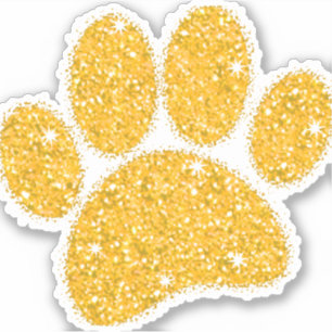 Guld Glitter Hund Pawprint Klistermärken