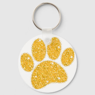 Guld Glitter Hund Pawprint Nyckelring