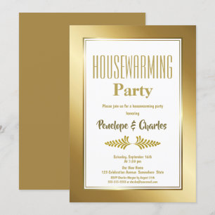 Guld Glitter Hushållsuppvärmning Party Inbjudningar