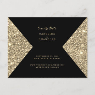 Guld Glitter Image & Black Glam Spara datum Meddelande Vykort