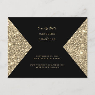 Guld Glitter Image & Black Glam Spara datum Vykort