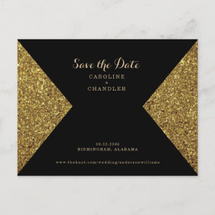 Guld Glitter Image & Black Glam Spara datum Vykort