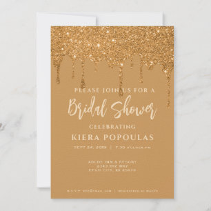 GULD GLITTER INBJUDNINGSKORT FÖR MÖHIPPA - ELEGANT