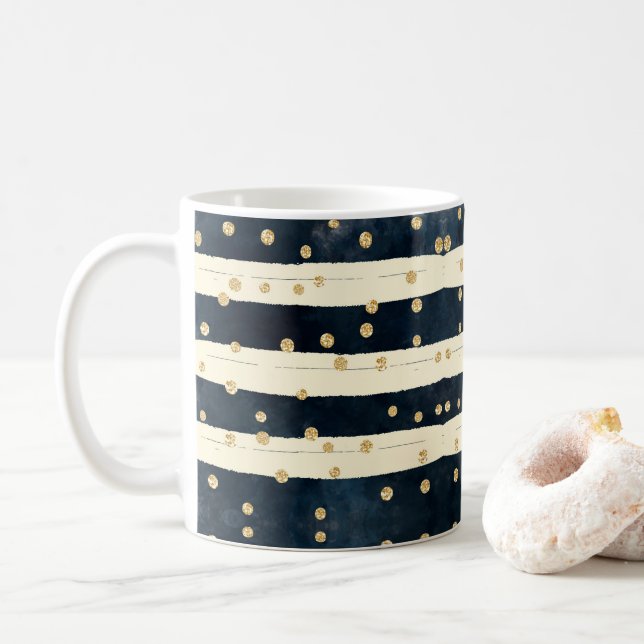 Guld Glitter Indigo Blue Snyggt Modern Kaffemugg (Med munk)