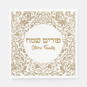 Guld Glitter judisk Helgdag Purim Pappersservett