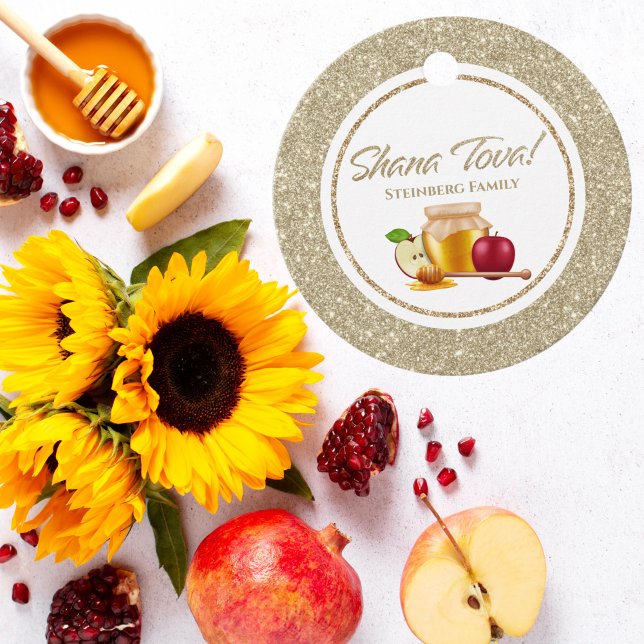 Guld Glitter judisk Rosh Hashanah Gåvor Etiketter (Skapare uppladdad)