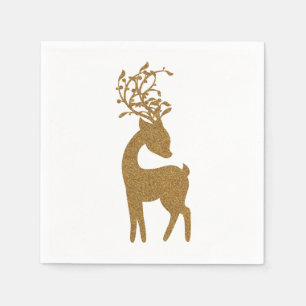 Guld Glitter Jul Holiday Renar Pappersservett