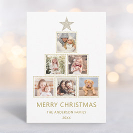 Guld Glitter | Julfotoport Träd Helgdag-kort Julkort