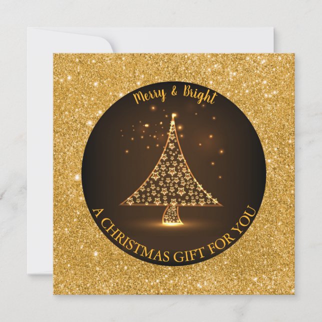 Guld glitter Julgran elegant helgdag (Framsida)