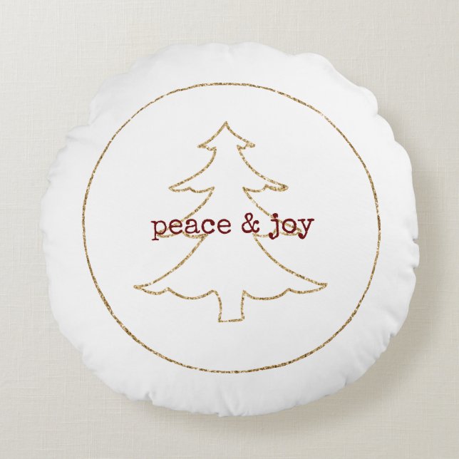 Guld Glitter Julgran Rund Kudde (Framsidan)