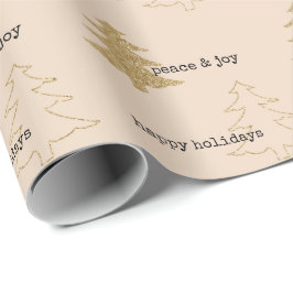 Guld, Glitter, Julgranar, krympcitat Presentpapper