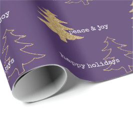 Guld Glitter Julgranar Lila Vita citat Presentpapper