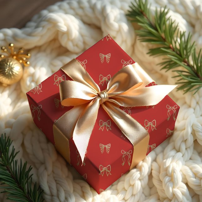 Guld Glitter, julstrupar med vimlig Elegant Presentpapper (Gold Glitter Whimsical Elegant Christmas Bows Wrapping Paper)